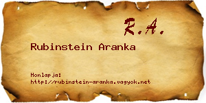 Rubinstein Aranka névjegykártya